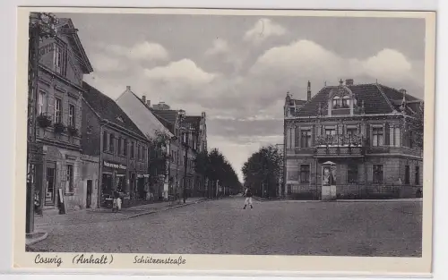 00071 Ak Coswig (Anhalt) - Schützenstraße mit Naverma-Haus um 1910