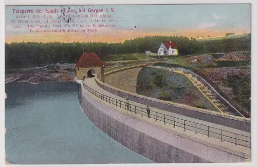 77952 Ak Talsperre der Stadt Plauen bei Bergen im Vogtland 1910