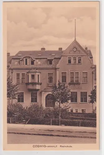 09591 Ak Coswig Anhalt - Partie vor der Realschule um 1910