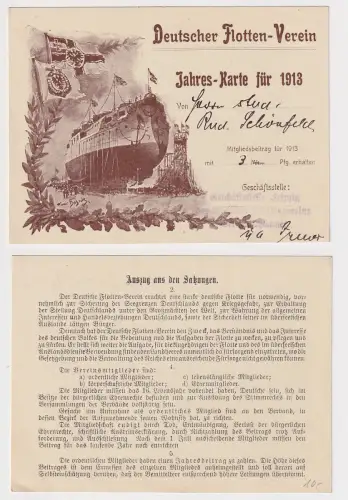 84194 AK Deutscher Flotten-Verein Jahres-Karte für 1913 Geschäftsstelle Leipzig