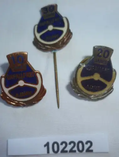 3 x DDR Abzeichen ADMV unfallfrei Bronze Silber und Gold
