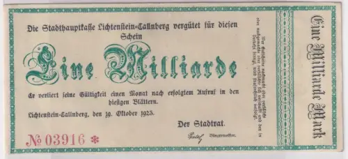 100 Milliarde Mark Banknote Inflation Lichtenstein Callnberg 19.10.1923 (124413)