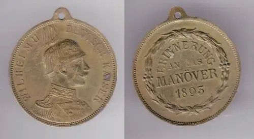 alte Bronze Medaille Wilhelm II Deutscher Kaiser Erinnerung an das Manöver 1893