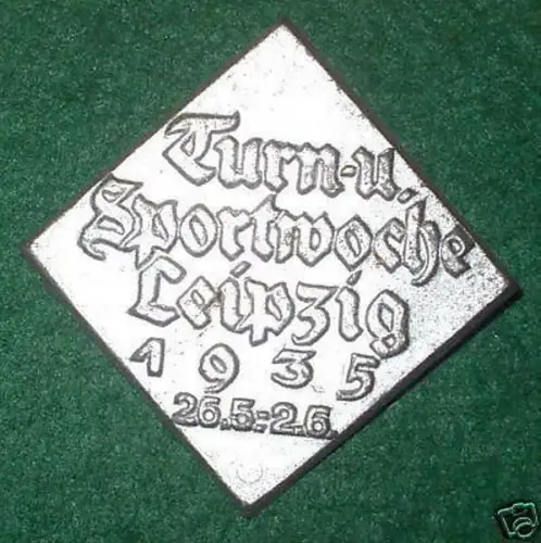altes Abzeichen Leipziger Sportwoche 1935