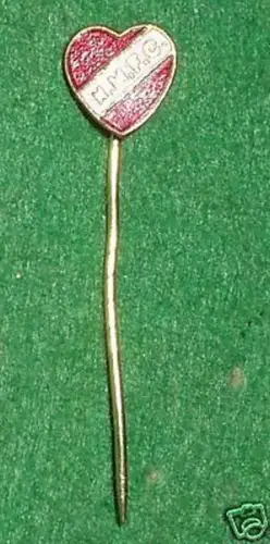 emaillierte Anstecknadel rotes Herz Initialen N.M.F.C.