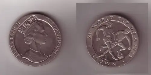 1 Crown Nickel Münze Insel of Man Fussball WM in den USA 1994 (112163)