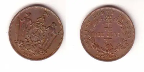 1 Cent Kupfer Münze British North Borneo 1889