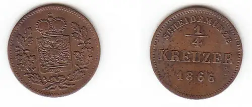 1/4 Kreuzer Kupfer Münze Schwarzburg Rudolstadt 1866 ss