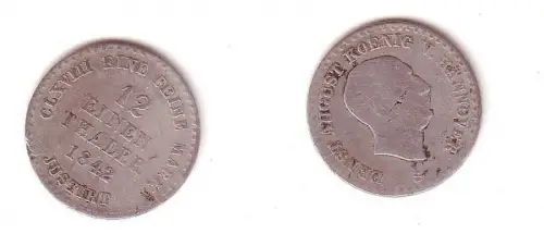 1/12 Taler Silber Münze Hannover 1842 S s/ ss