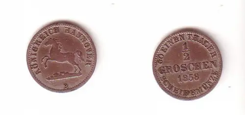 1/2 Groschen Silber Münze Königreich Hannover 1858 B