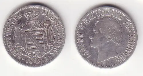 1/6 Taler Silber Münze Sachsen 1855 F