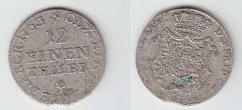 1/12 Taler Silber Münze Sachsen 1763 FWoF
