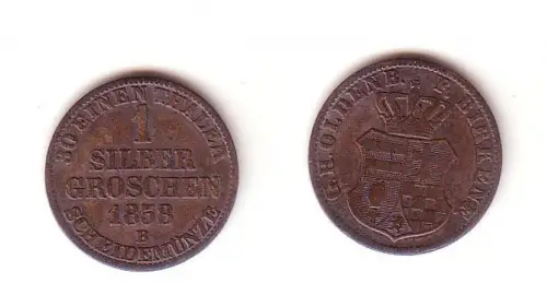 1 Silber Groschen Münze Oldenburg Birkenfeld 1858 B