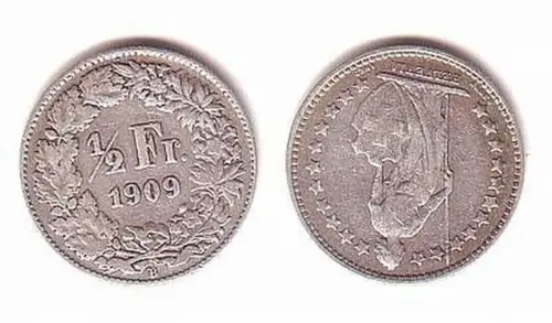 1/2 Franken Silber Münze Schweiz 1909