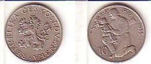 10 Kronen Silber Münze Tschechoslowakei 1955