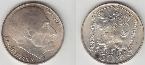50 Kronen Silber Münze Tschechoslowakei 1975