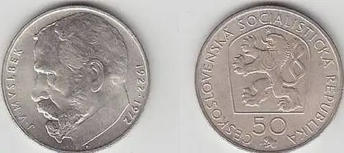 50 Kronen Silber Münze Tschechoslowakei 1972