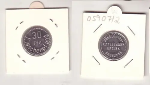 Hannover seltene 30 Pfg. Flaschenpfand Marke Aluminium Bundesbahn Sozialwerk