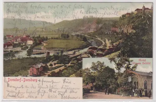 18466 Mehrbild Ak Dorndorf-Dornburg Hotel blaues Schild 1904