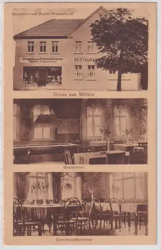 21959 Mehrbild Ak Gruß aus Mölbis Geschäftshaus Walter Frauenheim 1941