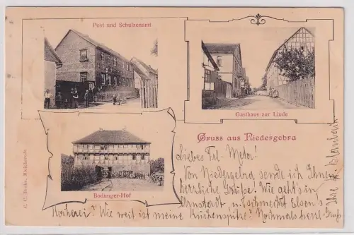 29966 Mehrbild Ak Gruß aus Niedergebra Gasthaus zur Linde usw. 1904