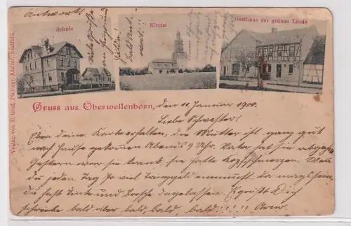 46269 Mehrbild Ak Gruß aus Oberwellenborn Gasthaus zur grünen Linde usw. 1900