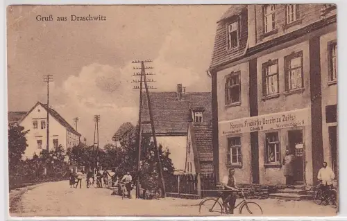 17324 Ak Gruß aus Draschwitz Konsum Produktiv Verein zu Zeitz um 1920
