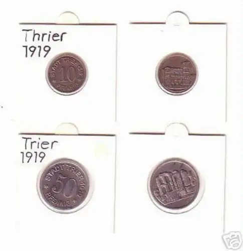 10 & 50 Pfennig Münzen Notgeld Stadt Trier 1919