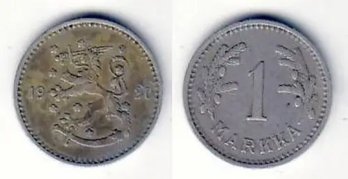 1 Markka Nickel Münze Finnland 1930