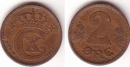 2 Öre Kupfer Münze Dänemark 1923