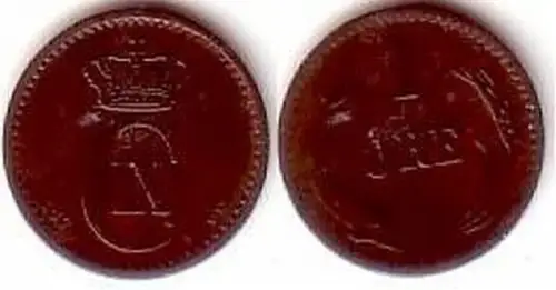 1 Öre Kupfer Münze Dänemark 1874