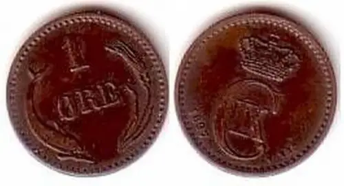 1 Öre Kupfer Münze Dänemark 1897