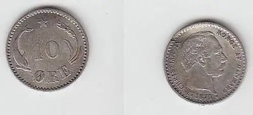 10 Öre Silber Münze Dänemark 1875