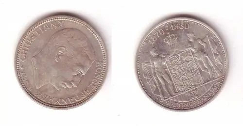 2 Kroner Silber Münze Dänemark 1930 60. Geburtstag von König Christian X. 104336