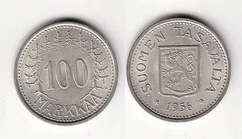100 Markkaa Silber Münze Finnland 1956
