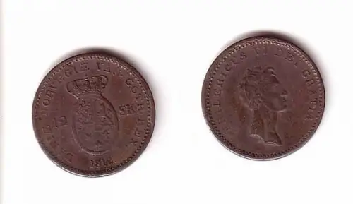 12 Skilling Kupfer Münze Dänemark 1812