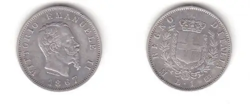 1 Lire Silber Münze Italien 1867 M (109262)