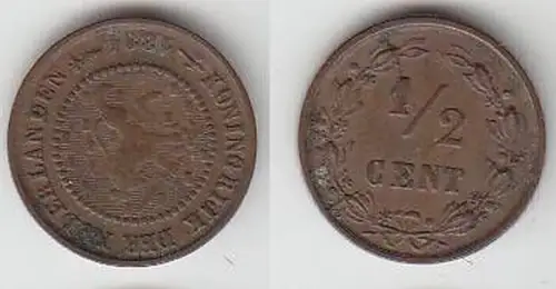 1/2 Cent Kupfer Münze Niederlande 1894