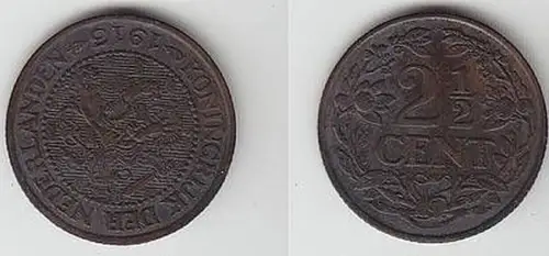 2 1/2 Cent Kupfer Münze Niederlande 1913