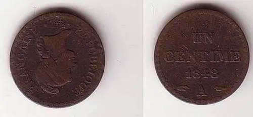 1 Centime Kupfer Münze Frankreich 1848 A
