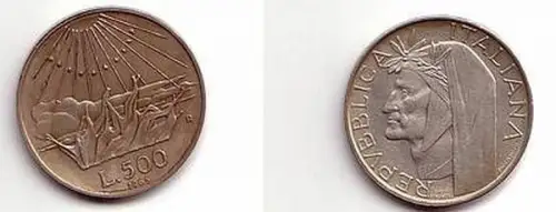 500 Lire Silber Münze Italien Dante Alighieri 1965