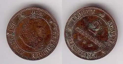 2 Centimes Kupfer Münze Frankreich 1890 A