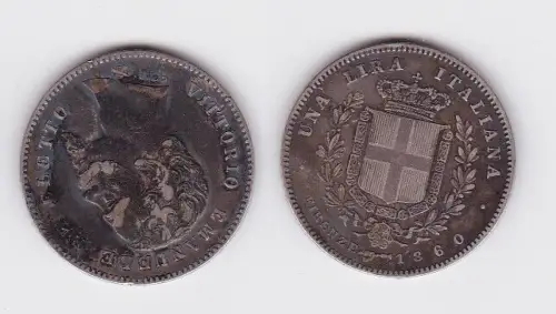 1 Lire Silber Münze Italien 1860 provisorische Regierung Firenze (122503)
