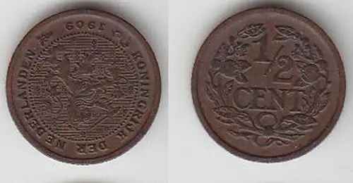1/2 Cent Kupfer Münze Niederlande 1909
