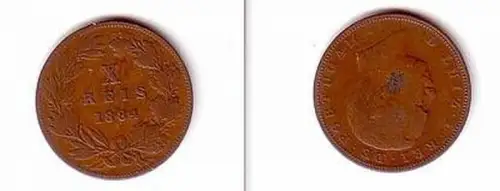 10 Reis Kupfer Münze Portugal 1884