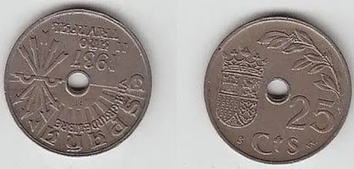 25 Centimos Nickel Münze Spanien 1937