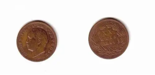 XX / 20 Reis Kupfer Münze Portugal 1884