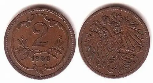 2 Heller Kupfer Münze Österreich 1903