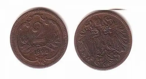 2 Heller Kupfer Münze Österreich 1899