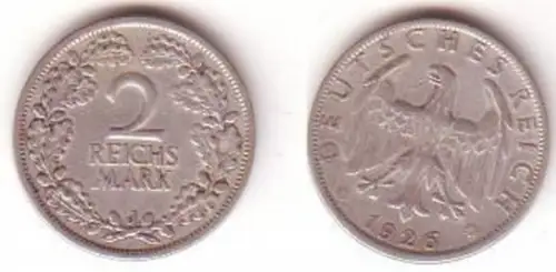 2 Mark Silber Münze Weimarer Republik 1926 J Jäger 320